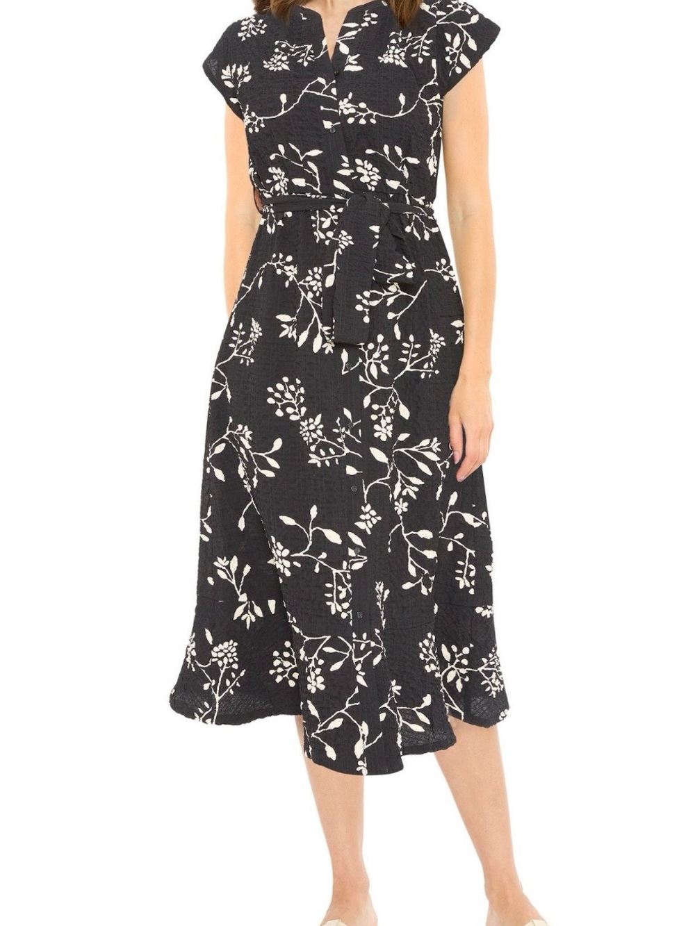 B Collection by Bobeau Black Floral Midi Dress XXL NWT